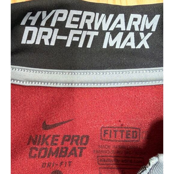 Nike Pro Combat Hyperwarm Dri-Fit Max Mens L 1/4 Zip Pullover Gray 543596-065 - Picture 5 of 8